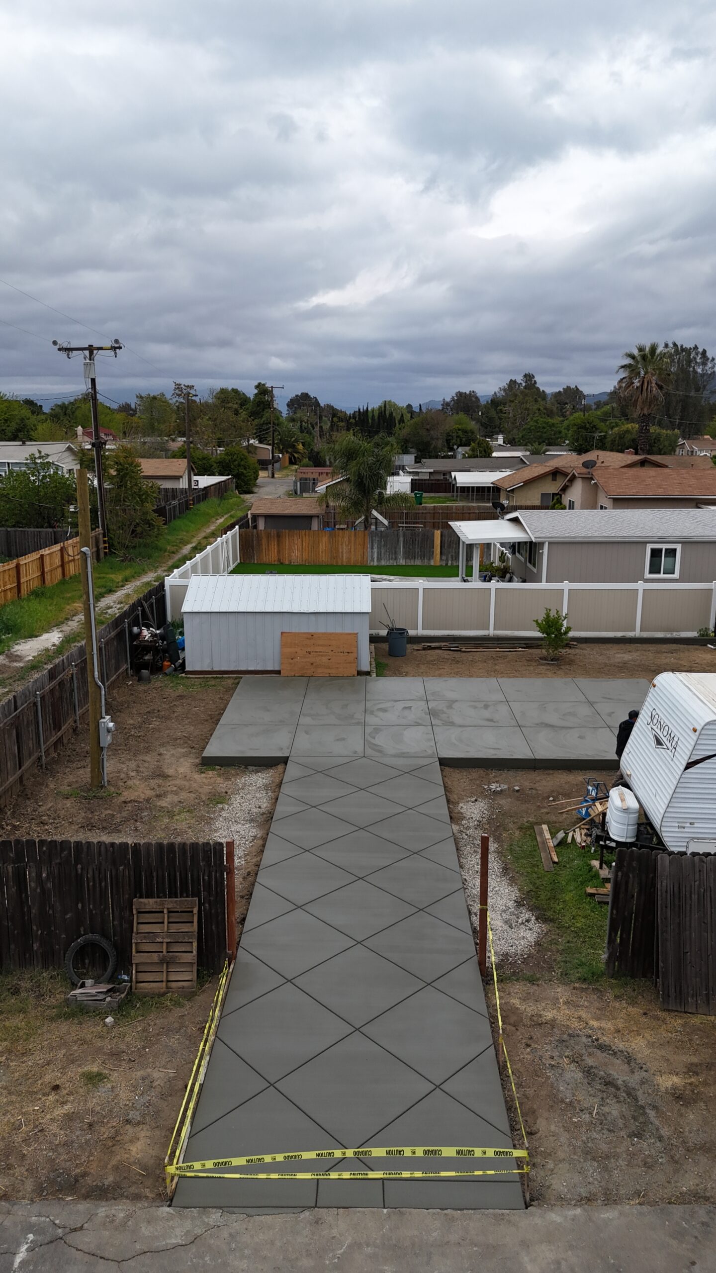 Residential concrete driveway and patio installation in Colton, CA